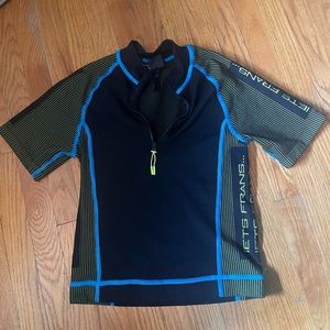 Urban outfitters Iets Frans Biker style top in black with neon